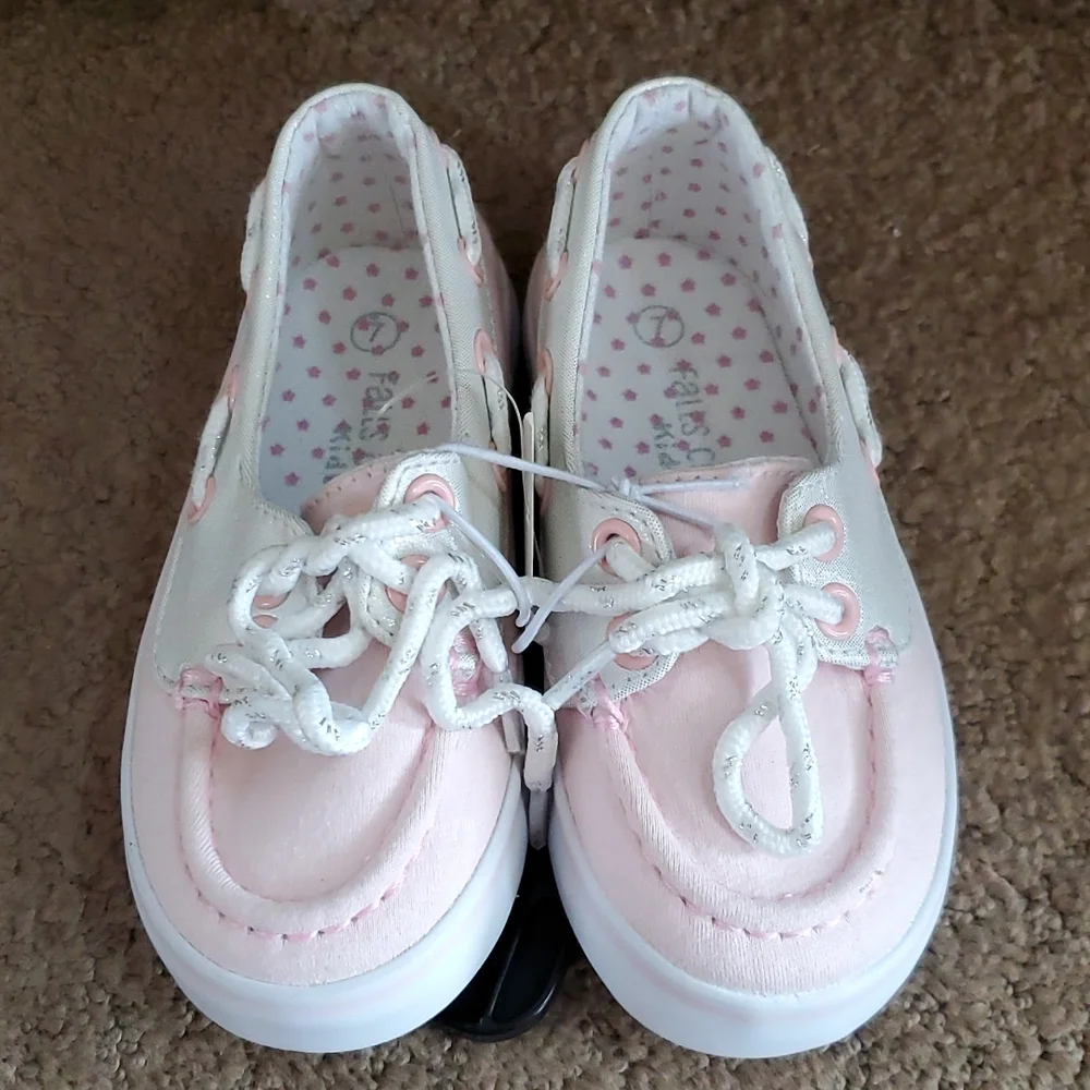 Baby Toddler Girls Falls Creek Pink Canvas Boat Shoes Loafers Size 5 7  NWT